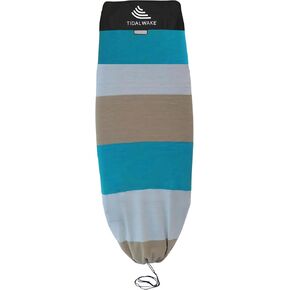 Tidal Wake TAG-IT –58" Snub Nose Surf & Wake Board Sock - Soft Wakesurf/Wakeboard Bag with Built-in Name Tab, Customizable Wake Surfboard/Wakeboard Cover Protects Your Board Teal-Cream-Taupe in Kuwait