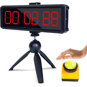 ساعة توقيت كبيرة مع زر تشغيل/إيقاف، مؤقت رقمي LED مع حامل، زر ضغط 360 درجة، ساعة توقيت لدورة العوائق، ساعة لياقة بدنية لصالة الألعاب الرياضية المنزلية، مؤقت فاصل للتمرين (1.5 أحمر) in Kuwait