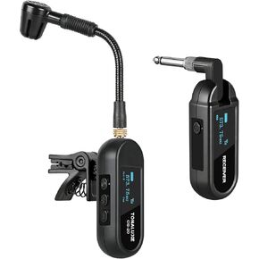 Wireless Saxophone Microphone System, UHF Rechargeable Instrument Cordless Mic for Sax and Trumpet, 164 ft Transmission, 20 Channels, Long Battery Life, Compatible with 6.35mm & 3.5mm Inputs in Kuwait