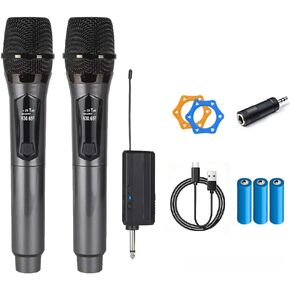 Wireless Karaoke Microphone, 8-Hour Battery Handheld Mic with Recharging Receiver & 3.5mm Adapter, Gray - for Singing, Parties, Home Music Entertainment in Kuwait