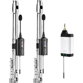 Dual UHF Flute Wireless Instrument Microphone Wireless Tie-on Mic for Flute, 1 Receiver and 2 Transmitter System for Live Performances, PA Systems, Audio Mixers, and Speakers Q2/DT-5 in Kuwait