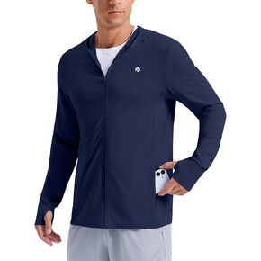 PINSPARK Men's UPF50+ Full Zip Outdoor Hoodies Lightweight Sun Protection Long Sleeve Jacket for Fishing Hiking with Pockets in Kuwait