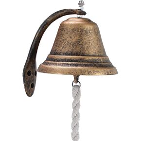 Hanging Dinner Bell with Outdoor Mount, 4.7" Vintage Cast Iron Doorbell, Bell for Door, School, Bar, Church, Ships, Garden & Farm, Playhouse Treehouse Swingset Playset Accessories(S) (Large) in Kuwait