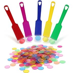 Upgraded Bingo Set, 5-Pack Bingo Wand& 100 Metal Bingo Chips, 5 Colors - Large Group Game, Family Night, Sensory Activity, Educational Science Tool in Saudi Arabia