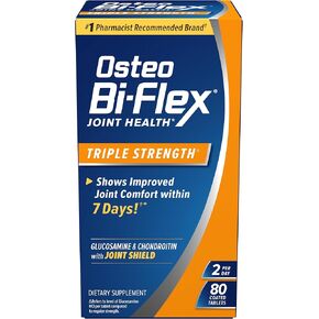 Osteo Bi-Flex Triple Strength، الجلوكوزامين كوندرويتين مع مكمل صحي للمفاصل بفيتامين C، أقراص مغلفة، 80 قرصًا in Kuwait