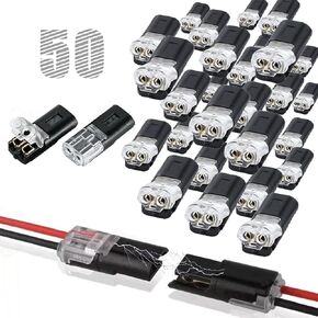 50 قطعة من وصلات الأسلاك المزدوجة مع مشبك قفل، أدوات تثبيت سريعة المشبك، كتل تثبيت متعددة الأغراض لمصابيح الشريط، صناعة يدوية، ديكور منخفض الجهد ومجموعات نماذج 2 دبوس in Kuwait