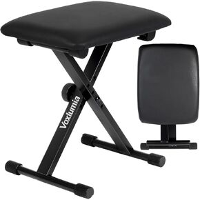 مقعد لوحة المفاتيح مبطن على شكل X، مقعد بيانو قابل للطي وقابل للتعديل، قطن مقاوم للهب، تصميم مانع للانزلاق (15.75 بوصة × 11.81 بوصة × 1.96 بوصة) in Kuwait