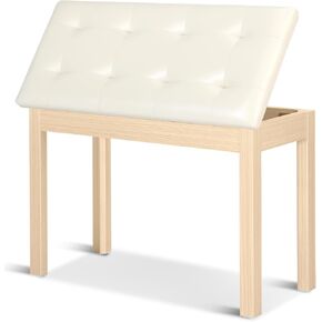Duet Piano Bench with Storage - Wooden Solid Wood Piano Bench, Tufted Padded Keyboard Bench, Piano Stool & Piano Chair Seat Vanity Stool, Duet Double Piano Seat (Brown) in Saudi Arabia
