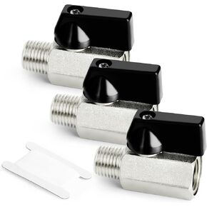 GASHER 3 قطع 1/4 بوصة صمام كروي نحاسي صغير إيقاف التبديل، 1/4 بوصة ذكر × أنثى NPT تركيب الأنابيب in Kuwait