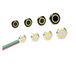 1PCS 19/22/25/30mm Ultra Short LED Light Metal Push Button Switch with Wire 3-6V 12-24V Momentary Reset Waterproof Stainless Steel(Yellow Circle,3-6V,19mm-Silver Shell) in Kuwait