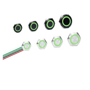 1PCS 19/22/25/30mm Ultra Short LED Light Metal Push Button Switch with Wire 3-6V 12-24V Momentary Reset Waterproof Stainless Steel(Green Circle,3-6V,19mm-Balck Shell) in Kuwait