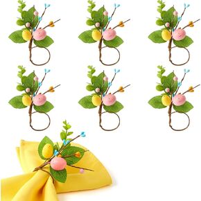 مجموعة حلقات مناديل عيد الفصح من APTWOW مكونة من 12 - حامل مناديل بيض عيد الفصح في المزرعة، حلقات منديل أوراق الأوكالبتوس الربيعية لتزيين طاولات العطلات وأعياد الميلاد وحفلات الزفاف in Kuwait