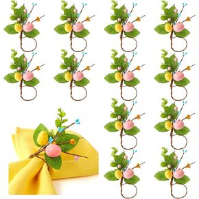 APTWOW Easter Napkin Rings Set of 12 - Farmhouse Easter Eggs Napkin Holder, Spring Eucalyptus Leaf Napkin Rings for Holiday Birthday Wedding Party Banquet Table Decorations in Saudi Arabia