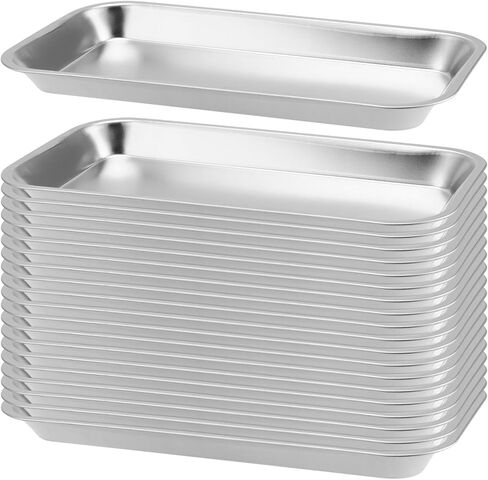 20 Pack Stainless Steel Surgical Tray, 8.8 x 4.6 x 0.8 Inch Small Metal Tray, Lab Tattoo Instrument Tools Trays for Bathroom Daily Supplies Organizer, Silver in Saudi Arabia