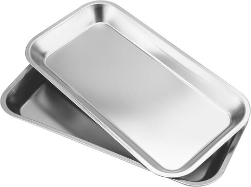 20 Pack Stainless Steel Surgical Tray, 8.8 x 4.6 x 0.8 Inch Small Metal Tray, Lab Tattoo Instrument Tools Trays for Bathroom Daily Supplies Organizer, Silver in Saudi Arabia