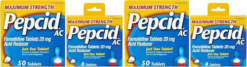 Pepcid AC Maximum Strength Heartburn Relief Tablets, OTC Medicine Prevents & Relieves Heartburn Due to Acid Indigestion & Sour Stomach, 20mg Famotidine Acid Reducer, Fast-Acting, 50 ct in Kuwait
