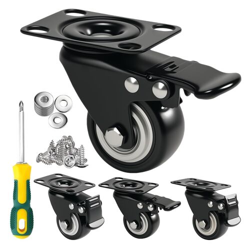 2" Caster Wheels Set of 4 - Heavy Duty Swivel Plate Casters with No Noise Locking, Wheels for Furniture, Cart, Workbench in Saudi Arabia