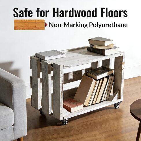 HOLKIE 2 Inch Heavy Duty Caster Wheels Set of 4, Load Capacity 600 lbs Swivel Plate Casters with Dual Total Lock Brake, Noiseless Non-Marring PU Wheels for Workbench, Furniture, Cart, Hardwood Floor in Kuwait