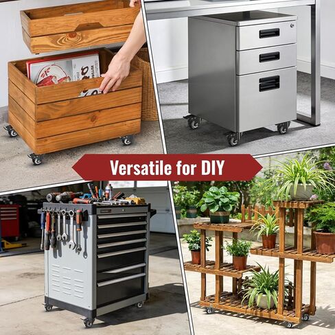 HOLKIE 2 Inch Heavy Duty Caster Wheels Set of 4, Load Capacity 600 lbs Swivel Plate Casters with Dual Total Lock Brake, Noiseless Non-Marring PU Wheels for Workbench, Furniture, Cart, Hardwood Floor in Kuwait