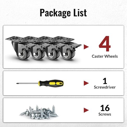 HOLKIE 2 Inch Heavy Duty Caster Wheels Set of 4, Load Capacity 600 lbs Swivel Plate Casters with Dual Total Lock Brake, Noiseless Non-Marring PU Wheels for Workbench, Furniture, Cart, Hardwood Floor in Kuwait