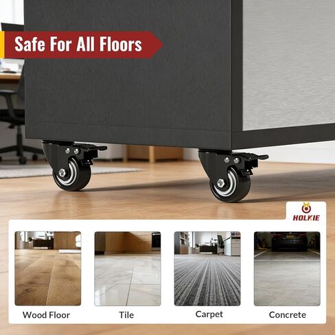 HOLKIE 2 Inch Heavy Duty Caster Wheels Set of 4, Load Capacity 600 lbs Swivel Plate Casters with Dual Total Lock Brake, Noiseless Non-Marring PU Wheels for Workbench, Furniture, Cart, Hardwood Floor in Kuwait