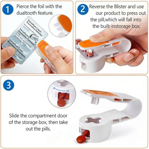 Portable Pill Popper Tool, Personal Pill Organizers Pill Taker Pill Blister Pack Opener Tool Tablets Assistance Tool for The Elderly, Disabled, Individuals with Weak Senior Arthritis Hands (2PCS) in Kuwait