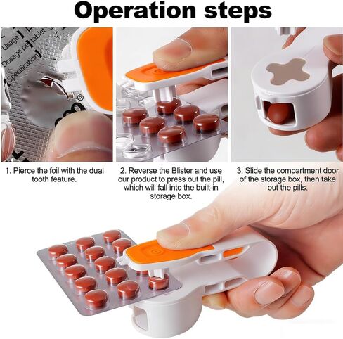 Portable Pill Popper Tool, Personal Pill Organizers Pill Taker Pill Blister Pack Opener Tool Tablets Assistance Tool for The Elderly, Disabled, Individuals with Weak Senior Arthritis Hands (2PCS) in Kuwait