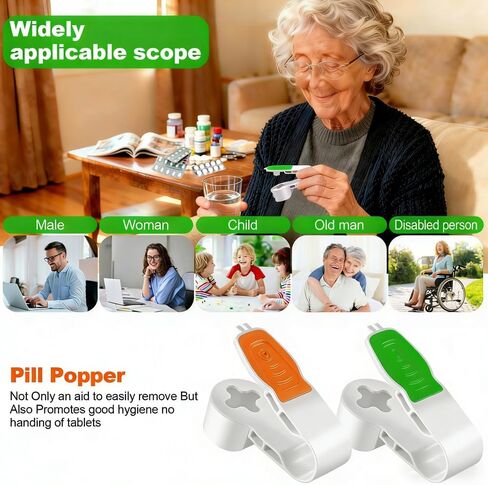 Portable Pill Popper Tool, Personal Pill Organizers Pill Taker Pill Blister Pack Opener Tool Tablets Assistance Tool for The Elderly, Disabled, Individuals with Weak Senior Arthritis Hands (2PCS) in Kuwait