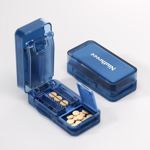 Pill Cutter - 1/2 Pill Splitter for Small Tiny Large Pills with Sealed Storage for Cutting Tablets Vitamins Medication, Portable Travel-Size for Seniors Pets (Blue) in Saudi Arabia