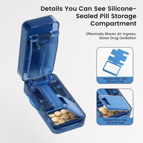 Pill Cutter - 1/2 Pill Splitter for Small Tiny Large Pills with Sealed Storage for Cutting Tablets Vitamins Medication, Portable Travel-Size for Seniors Pets (Blue) in Saudi Arabia