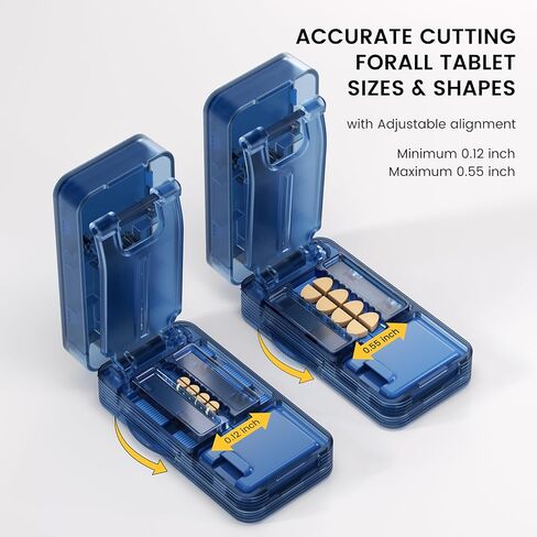 Pill Cutter - 1/2 Pill Splitter for Small Tiny Large Pills with Sealed Storage for Cutting Tablets Vitamins Medication, Portable Travel-Size for Seniors Pets (Blue) in Saudi Arabia