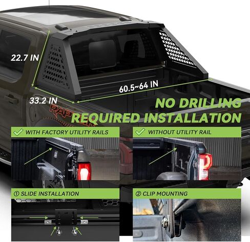 Sport Roll Bar متوافق مع Ford Maverick 2022 2023 2024 2025 | التثبيت السريع لا حفر مطلوب | جبل الضوء | (شبكة سوداء) in Kuwait