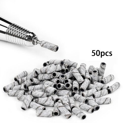 50 Pieces Sanding Bands Electric Nail Polishers Manicure Tool Grinding Heads Abrasion Resistant Material Suitable for Nail Salon Spa Pers, Style D in Kuwait