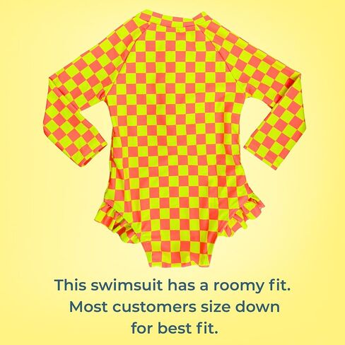 Girls Rashguard Long Sleeve - High Visibility Neon UPF 50+ Quick Dry One Piece for Girls 2-12 in Saudi Arabia