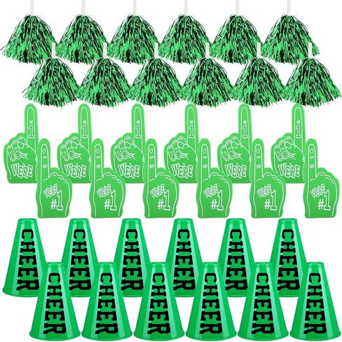 12 Set Team Spirit Accessories for Cheerleading Cheer Megaphone Pom Poms and We're #1 Fan Foam Finger Cheerleader Gifts for Sports Events Football Baseball Cheering Supplies in Kuwait