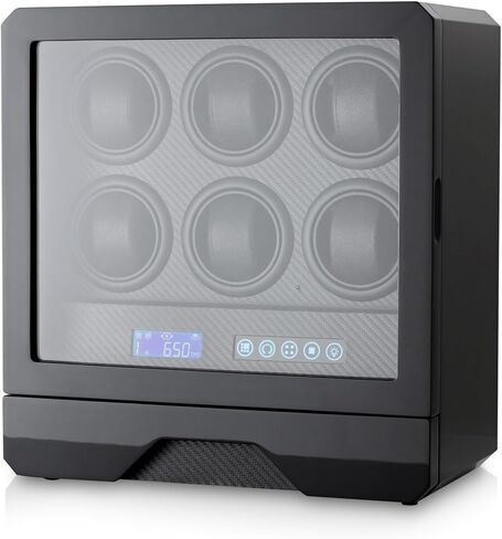Watch Winder for 6 Automatic Watches with LED Light, Remote Control and Storage Drawer for Watches and Jewelry (Ebony) for Unisex-Adult, Men, Male in Kuwait