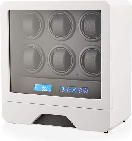 Watch Winder for 6 Automatic Watches with LED Light, Remote Control and Storage Drawer for Watches and Jewelry (Ebony) for Unisex-Adult, Men, Male in Kuwait