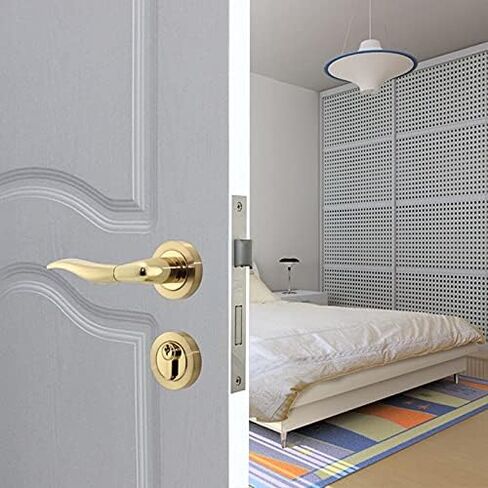 قفل باب مرور من سبائك الزنك، قفل نقر أوروبي، شكل ملتوي، مقبض ألومنيوم لممر غرفة المعيشة (اللون: B) (A) in Kuwait