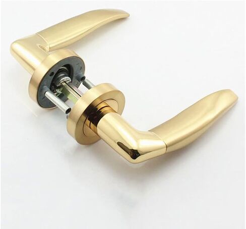 قفل باب مرور من سبائك الزنك، قفل نقر أوروبي، شكل ملتوي، مقبض ألومنيوم لممر غرفة المعيشة (اللون: أسود) (أسود) in Kuwait