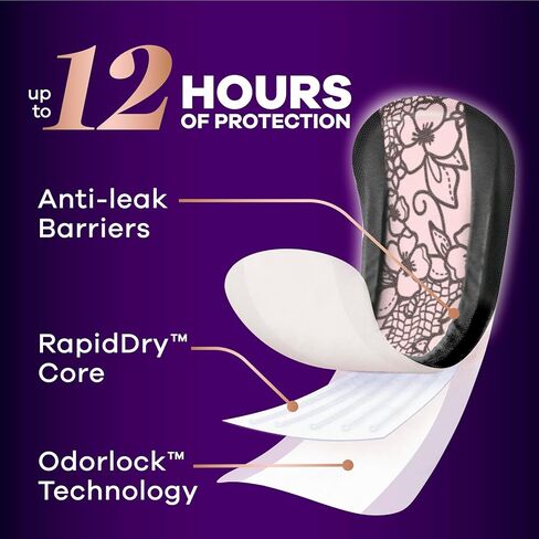 Always Discreet Boutique Adult Incontinence Bladder Leak Pads for Women, Moderate Absorbency, Regular Length, Up to 100% Bladder Leak Protection, 48 Count in Saudi Arabia
