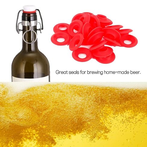 استبدال حشية الزجاجة، استبدال الزجاجة، حشية السيليكون، 25 قطعة من حشوات مطاط السيليكون، حشوات سيليكون حمراء لأختام زجاجات البيرة المنزلية المتأرجحة in Kuwait