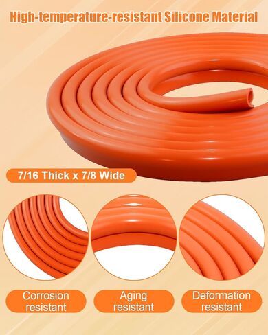 13ft Silicone P-Gasket Seal High Temp Fits for Barbecue Smoker Door Gasket, 7/16" Thick x 7/8" Wide in Saudi Arabia