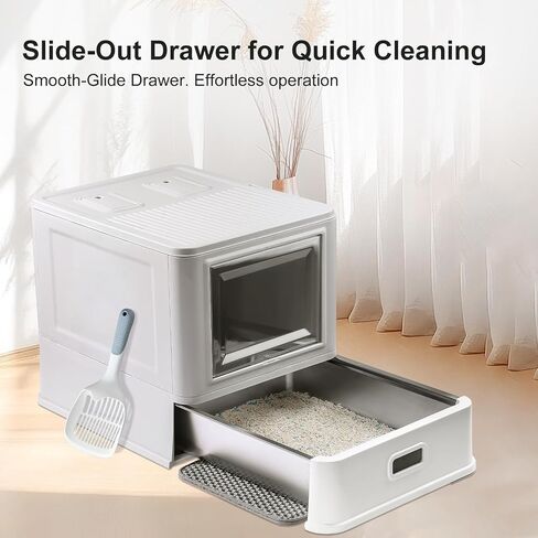 مربع مسيرات مملّة من الفولاذ المقاوم للصدأ مع تصميم الغطاء والدرج ، XL كبير جدًا للقطط الداخلية ، صندوق القمامة المغطى بالمعادن ، حواجز لمكافحة التسرب ، مع حصيرة القمامة والقمامة in Kuwait