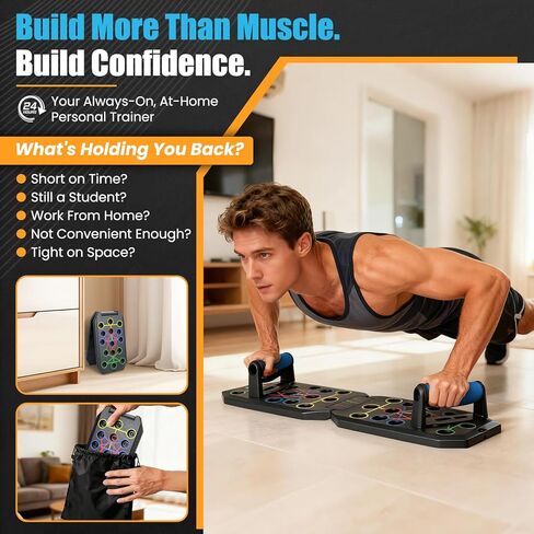 Portable Push Up Board - 20 in 1 Foldable Pushup Board Fitness - Push Up Bar at Home Gym - Strength Training Equipment for Men and Women in Kuwait