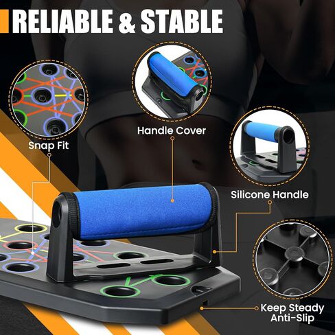 Portable Push Up Board - 20 in 1 Foldable Pushup Board Fitness - Push Up Bar at Home Gym - Strength Training Equipment for Men and Women in Kuwait