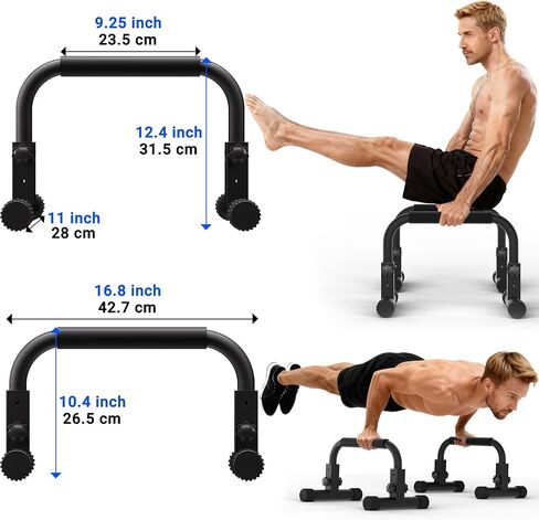 READAEER Adjustable Push Up Bar, High Strength Non-Slip Parallettes Bars & Dip Bars With Foam Handles,Heavy-Duty Calisthenics Parallel Bars for L-Sit, Dips, Home Gym Strength Training Workout in Kuwait