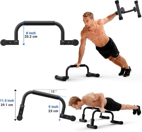 READAEER Adjustable Push Up Bar, High Strength Non-Slip Parallettes Bars & Dip Bars With Foam Handles,Heavy-Duty Calisthenics Parallel Bars for L-Sit, Dips, Home Gym Strength Training Workout in Kuwait