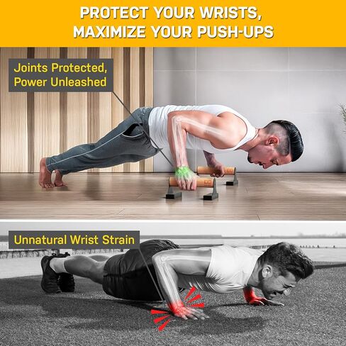 قضيب دفع متوازي ذو دائرة مزدوجة مع مقابض خشبية مريحة - معدات تمارين رياضية - قضبان متوازية غير قابلة للانزلاق لتدريب القوة وتمارين رياضية - مقابض تمرين رياضي قضبان متوازية in Kuwait