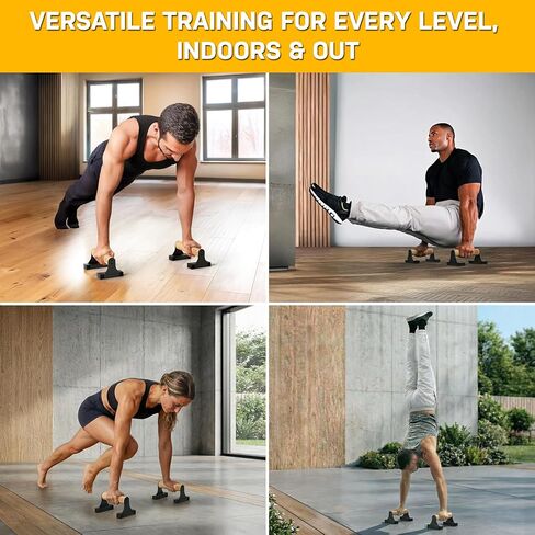 قضيب دفع متوازي ذو دائرة مزدوجة مع مقابض خشبية مريحة - معدات تمارين رياضية - قضبان متوازية غير قابلة للانزلاق لتدريب القوة وتمارين رياضية - مقابض تمرين رياضي قضبان متوازية in Kuwait