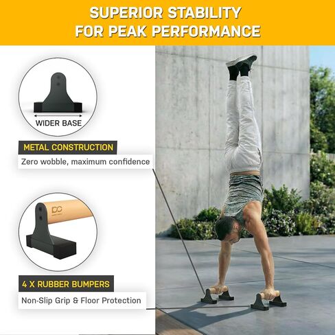 قضيب دفع متوازي ذو دائرة مزدوجة مع مقابض خشبية مريحة - معدات تمارين رياضية - قضبان متوازية غير قابلة للانزلاق لتدريب القوة وتمارين رياضية - مقابض تمرين رياضي قضبان متوازية in Kuwait